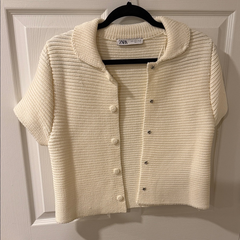 Zara Cream Button-Up Cardigan